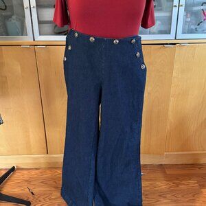 G.I.L.I. Nautical Wide Leg Mid Rise Denim Trousers US Size 18W, UK 22